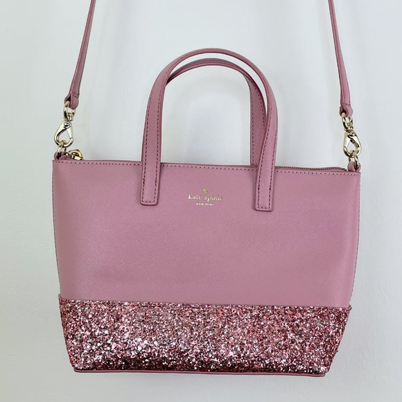 Kate Spade Greta Court Ina Glitter Dusty Peony/Pink Satchel Crossbody Bag - Picture 12 of 12